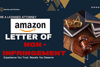 draft letter of non infringement as your legal counsel for amazon reinstatement