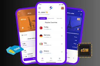 develop travel esim app, global esim app, and website, like numero, airalo