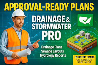 design drainage, stormwater management plans, sewage layouts for approval in USA