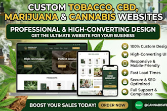 create a custom tobaco website, cbd website, marijuana website, canabis website