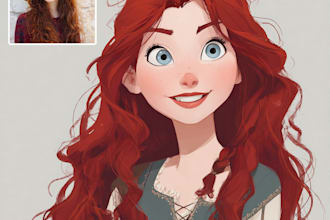 do a cute disney cartoon portrait