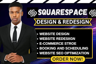do professional squarespace website design redesign and SEO, modern business web