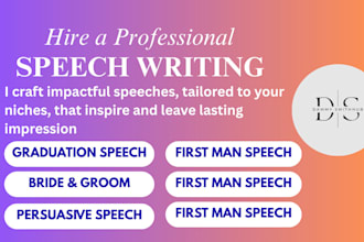 professional speech writer for weddings graduations, events presentation