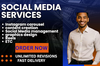 do instagram captions and carousel,linkedin and facebook management and tweet