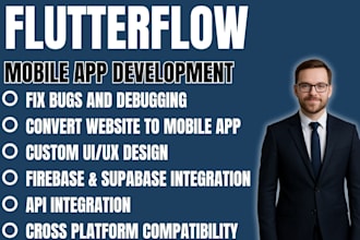 fix bugs in flutterflow bubble glide bravo app and convert website to mobile app