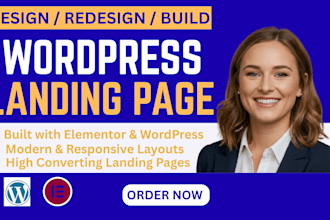 design responsive wordpress landing page with elementor, homepage design
