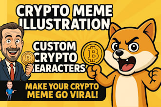 draw funny crypto memes in cartoon style