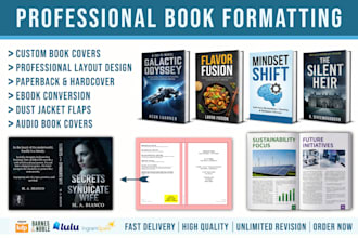 format book cover and manuscript for KDP, paperback, hardcover, and ebook