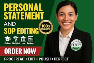 edit and polish your college med school law MBA, or residency personal statement