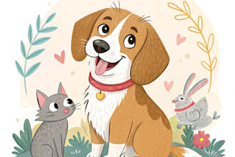 cute custom dog and other animals portrait for you