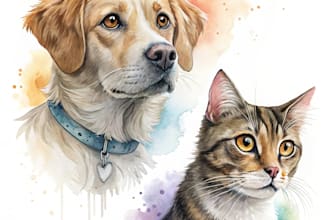 do watercolor pet portrait, dog portrait cat portrait