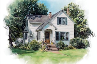 draw a watercolor landscape illustration