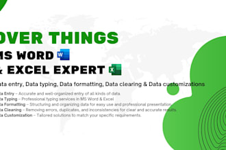 do professional data entry, data formatting, data clearing