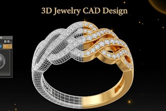create custom 3d cad jewelry design, stl 3dm obj files for 3d printing