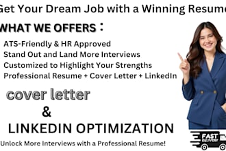 create or edit a winning resume, cover letter, and linkedin profile