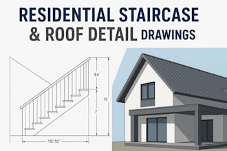design residential staircase and roof detail drawing