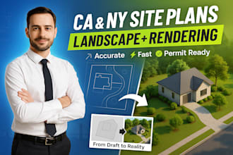 design plot plan, property map, site plan, landscape design and rendering ca, ny