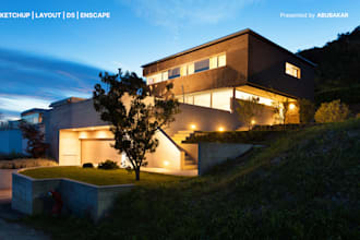 create 3d models and realistic renders in sketchup pro, layout, enscape, and d5