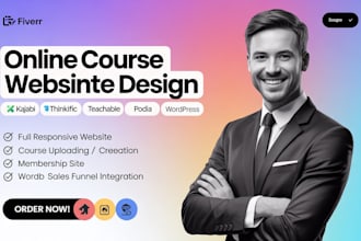 design an online course website on thinkinfic, teachable kajabi or wordpress