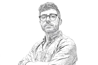 draw a hedcut wsj portrait style from photo