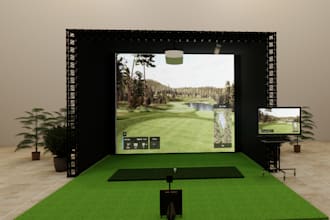 recreate 3d golf simulator setup,virtual golf studio, indoor traning,golf course