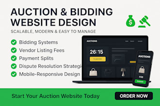 auction website, bidding website, multivendor website and marketplace website