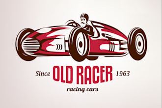 design vintage classic racing car logo