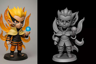 do cute chibi figure character,anime statue,figurine design,toys for 3d printing