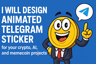 design animated telegram sticker for your crypto ai sticker memecoin sticker
