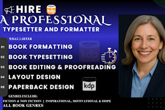 professionally format your ebook, paperback with perfect KDP book cover, layouts