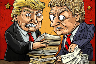 create an political cartoon and comic