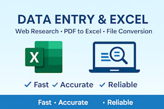 do accurate data entry, excel data cleaning, web recharge