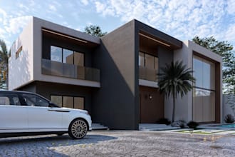 build 3d villa home exterior,modern design,penth house,balcony,cgi garden,lumion
