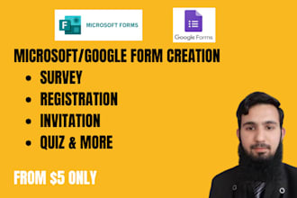 create online microsoft forms google forms survey registration quiz forms