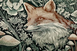 draw an animal and botanical illustration
