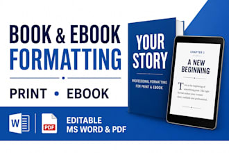 do book formatting, book layout design for ebook and print