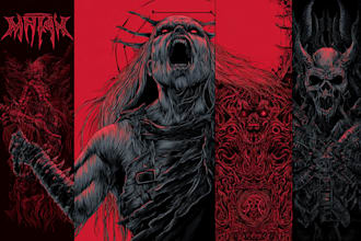draw detailed dark, brutal, horror, and heavy metal art illustration