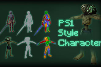 create, rig and animate ps1 style 3d character