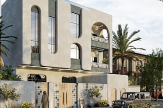 transform ancient house to modern building,cgi mansion,facade villa,8k rendering