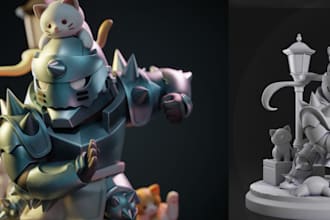 design cute chibi character,vinyl prototype,mini figurines,toy for 3d print,stl