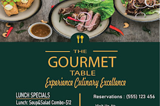 create a modern restaurant flyer or takeaway menu