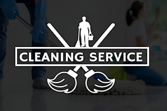 create house clean, janitorial, commercial cleaning service logo design