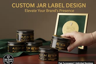 design a luxury custom jar label, product label, or packaging design