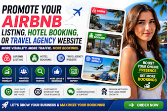 promote your airbnb listing, hotel booking, or travel agency website