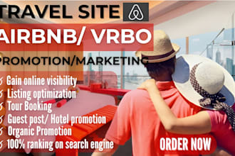 promote your airbnb listing, hotel booking, or travel agency website