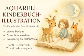 aquarell kinderbuchillustration für kinderbuch geschichtenbuch, buchillustration