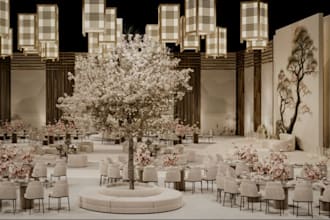 design 3d interior conference hall, wedding hall, event, concert venues render