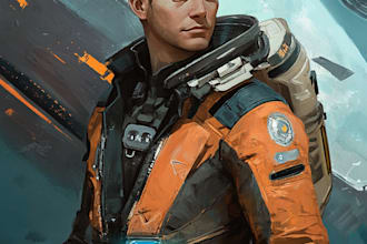create an sci fi character illustration or sci fi character