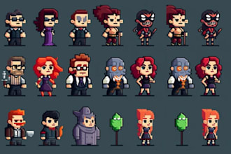 design sprite sheet pixel art animation fnf game art  character design for game