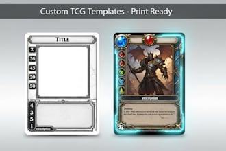 design trading card game tcg ccg card templates with characters stats art icons